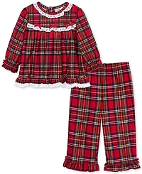 Little Me Toddler Girls Plaid & Lace Top Pants, 2 Piece Set