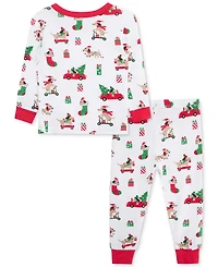 Little Me Baby Puppy-Print Holiday Pajama Top & Pants, 2 Piece Set