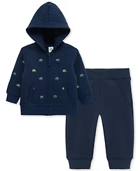 Little Me Baby Zip-Up Dino Hoodie & Pants, 2 Piece Set