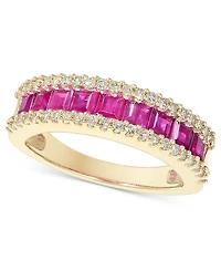 Emerald (1 ct. t.w.) & Diamond (1/3 Channel Set Band 14k Gold (Also available Ruby Sapphire)