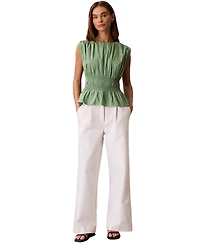 Calvin Klein Jeans Women's Ruched Cotton Poplin Top