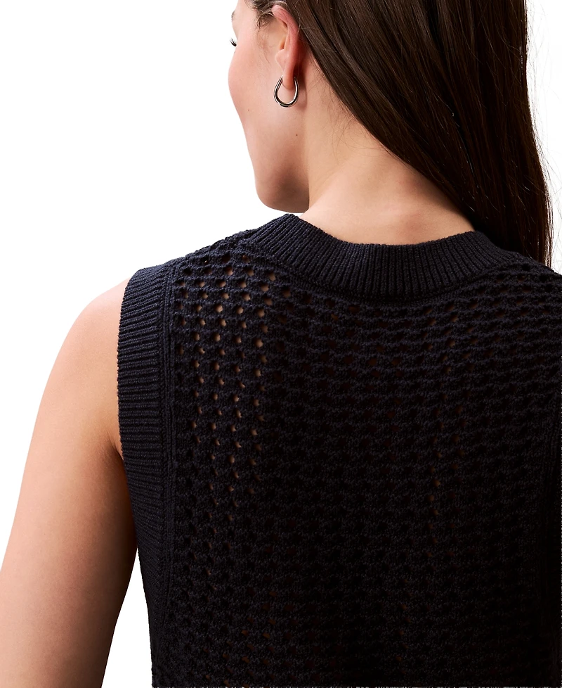 Calvin Klein Jeans Women's Cotton Open-Stitch Tank Sweater