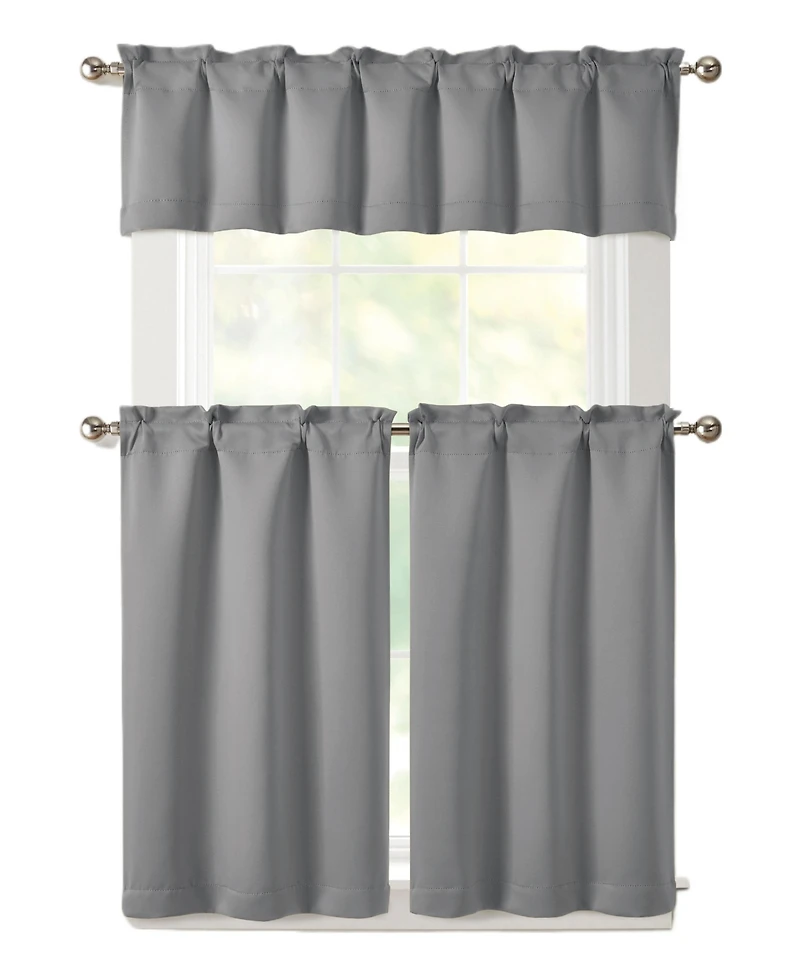 Kate Aurora 3 Piece Room Darkening Rod Pocket Cafe Kitchen Curtain Tier & Valance Set