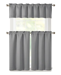 Kate Aurora 3 Piece Room Darkening Rod Pocket Cafe Kitchen Curtain Tier & Valance Set
