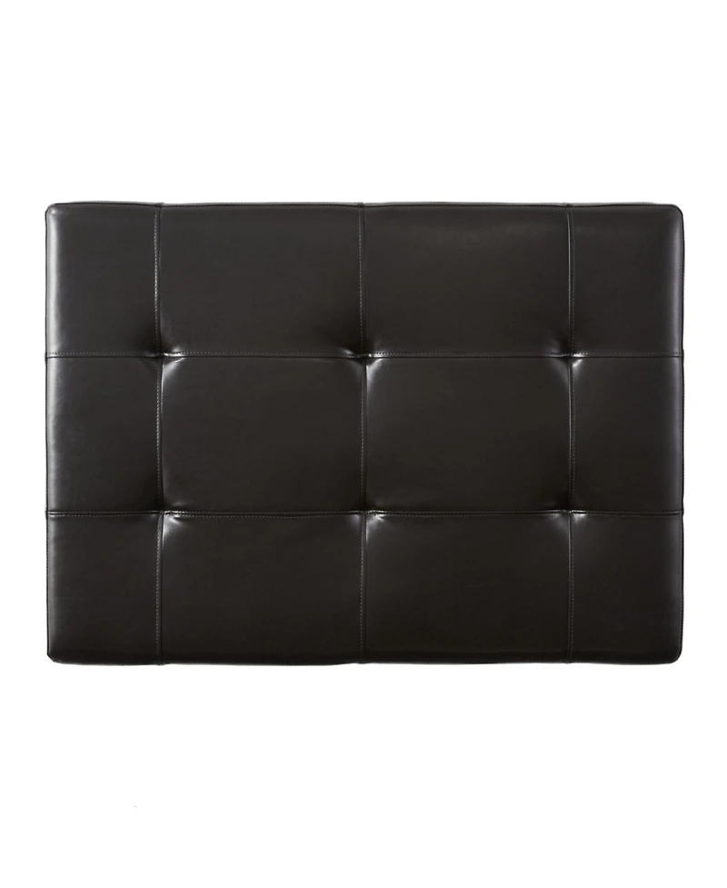 Streamdale Elegant Storage Ottoman Brown Leather, Slide-Out Drawer, Hardwood Legs