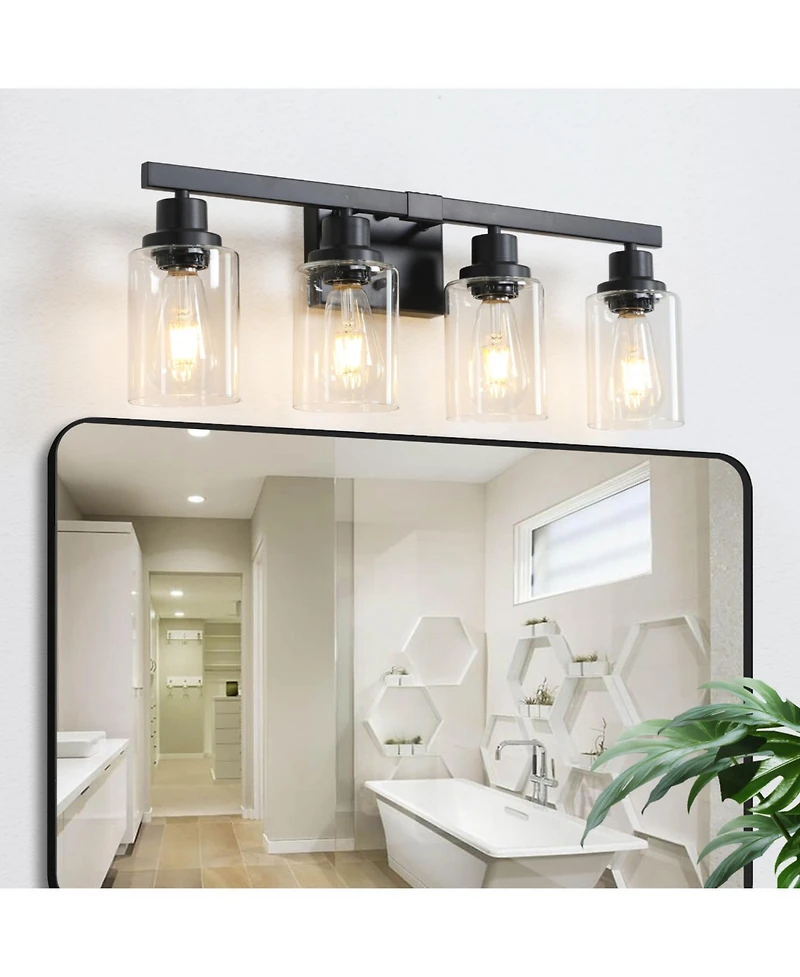 Streamdale 4-Lights Farmhouse Vanity Lights Fixture Rustic Bathroom Light Fixture Bathroom Sconce (Without Bulbs)