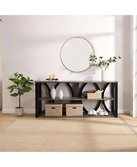 Streamdale Industrial Console Table, 70.87" Entryway Table with Storage, Black