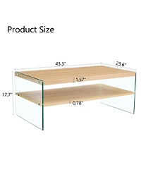 Streamdale 3-Tier Side Table & Coffee Table Set with Mdf Board and Tempered Glass