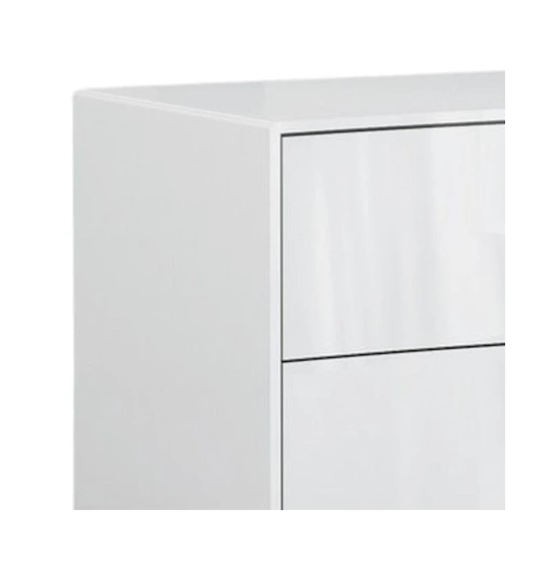Contemporary Two-Drawer Nightstand – Manufactured Wood Design for Bedroom Storage