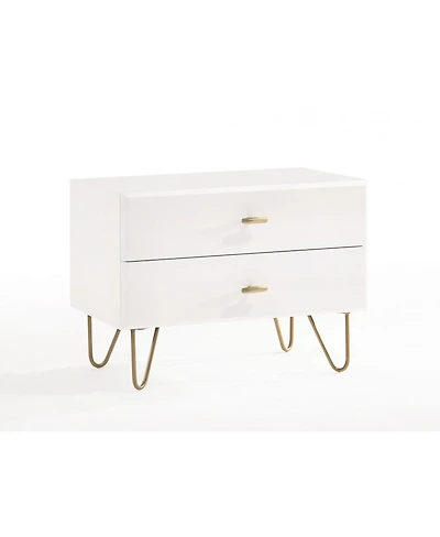 Contemporary Nightstand with Two Drawers for Bedroom Storage and Bedside Use