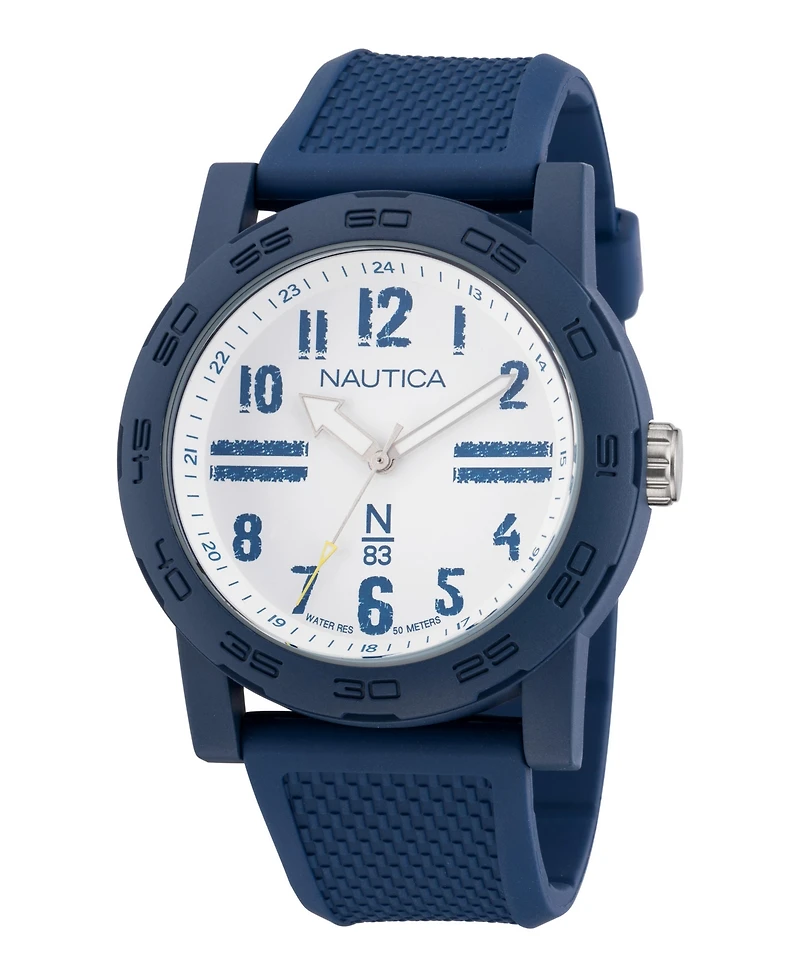 Nautica Men's Analog Blue Polyurethane Watch, 44mm