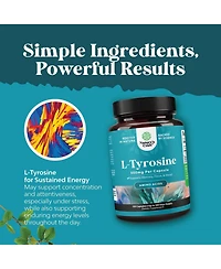 L-Tyrosine Capsule | High Strength L-Tyrosine Supplement | for Mental Energy, Mood, Focus, Attention & Cognition | 120ct