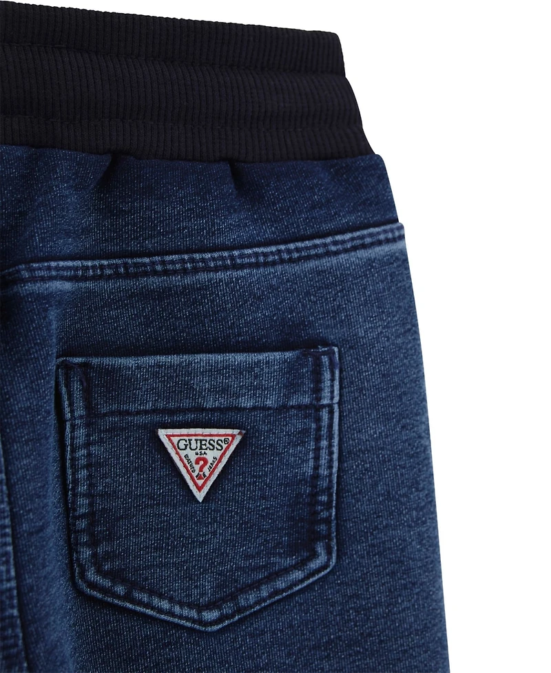 Guess Baby Boys 2-Piece Long Sleeve Two-Fer Shirt and Knit Denim Pants Set