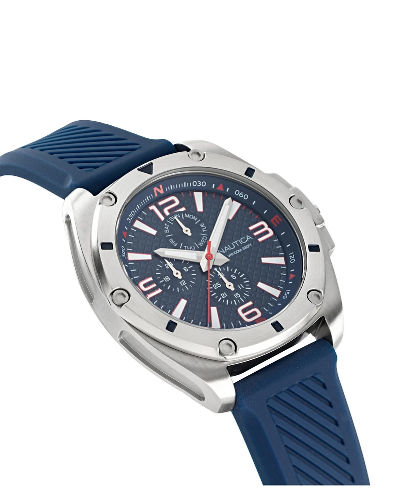 Nautica Men's Analog Blue Silicone Watch, 44mm