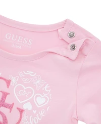 Guess Baby Girls 2-Piece Long Sleeve T-Shirt and Printed Legging Set