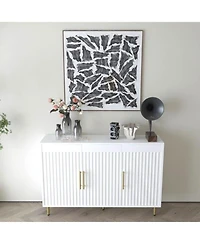 Streamdale 3-Door Sideboard with Gold Handles (White), 55.12" W