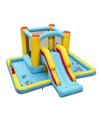 Inflatable Bounce House 7-in-1 Bouncy Castle with Slide and Tunnel without Blower