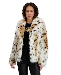 Karl Lagerfeld Paris Women's Leopard-Print Faux-Fur Coat