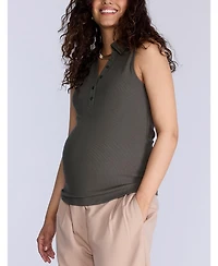 Motherhood Maternity V-Neck Sleeveless Polo Top