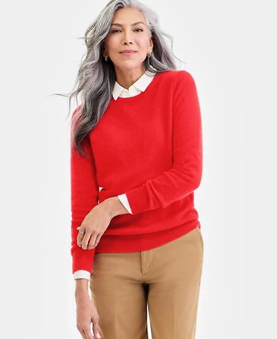 Charter Club Women's Long-Sleeve 100% Cashmere Crewneck Sweater, Macy's Exclusive