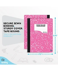 Composition Notebooks Wide Ruled Paper, Colored Marble Composition Notebook Covers, 100 Sheets (200 pages) Composition Books, Marble Notebooks Wide Ru