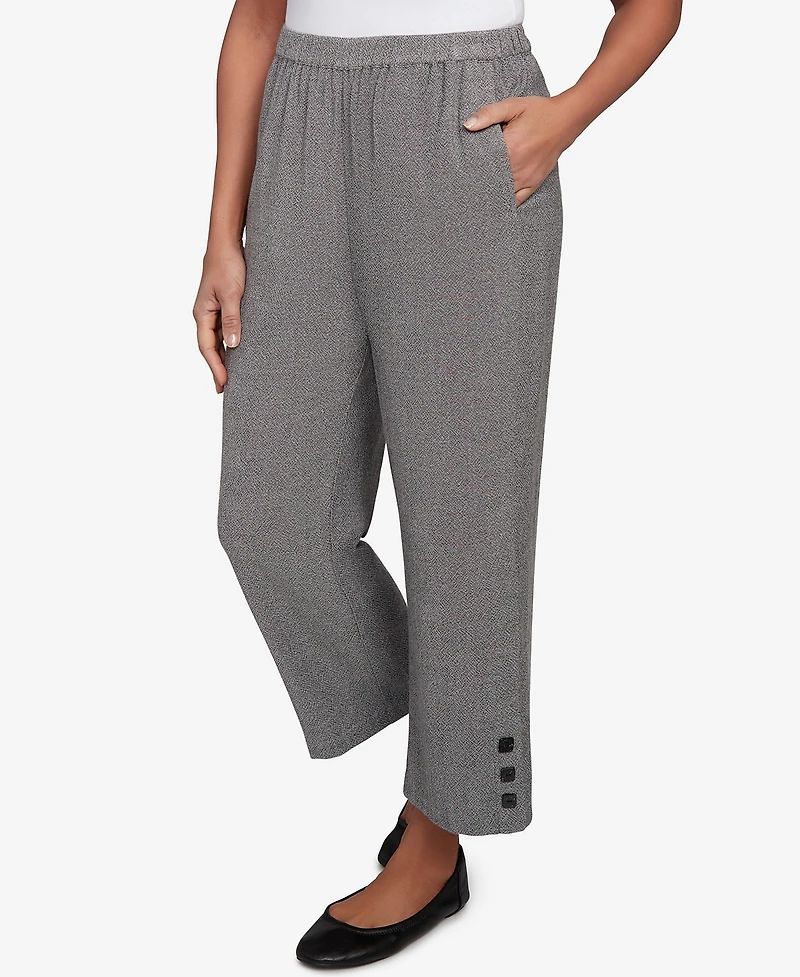 Alfred Dunner Petite Santa Barbara Button Cuffed All Around Elastic Ankle Pants