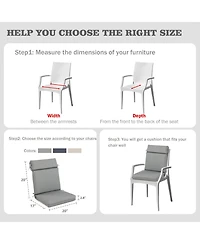 Aoodor 4Pcs Outdoor Cartridge High Back Dining Chair Cushion Set, Fade and Water Resistant Polyester Fabric Cover with Ties Zipper