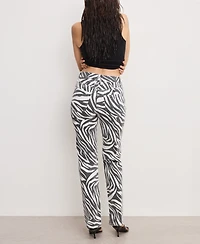 Good American Women's Zebra Icon Straight Jeans
