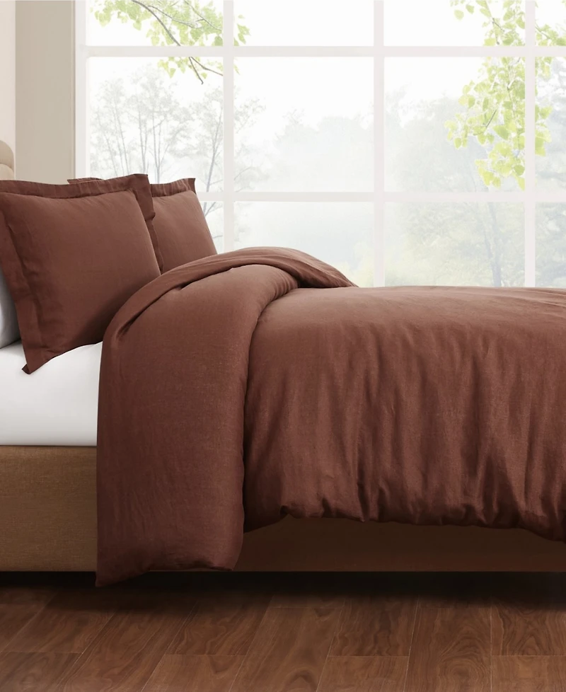 Brookyln Loom Flax Linen 3-Pc. Duvet Cover Set