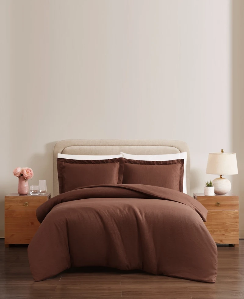 Brookyln Loom Flax Linen 3-Pc. Duvet Cover Set, Full/Queen