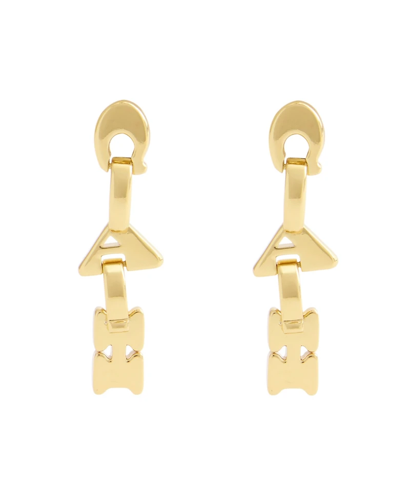Coach Gold Jumbled Signature Logo Link Linear Earrings