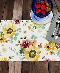 CounterArt Spring Sunflowers Premier Fabric Placemats, Set of 4