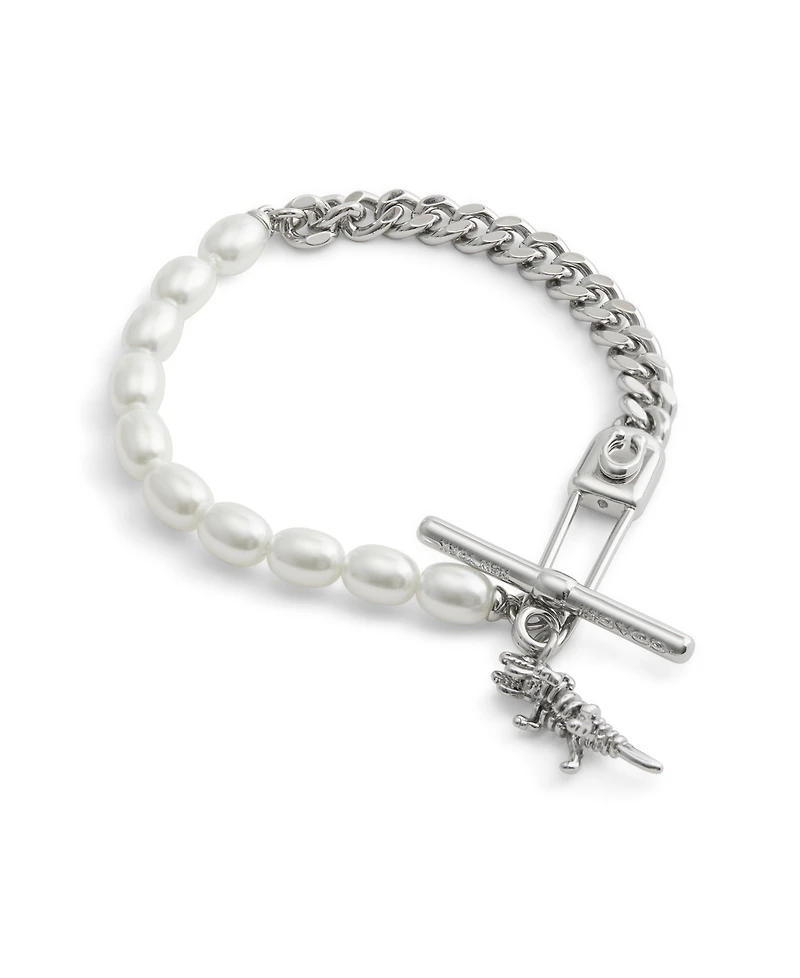 Coach Faux Cultivated Pearl Signature Rexy Safety Pin Strand Bracelet