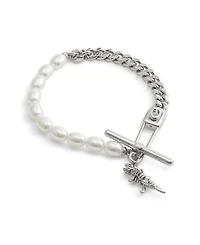 Coach Faux Cultivated Pearl Signature Rexy Safety Pin Strand Bracelet