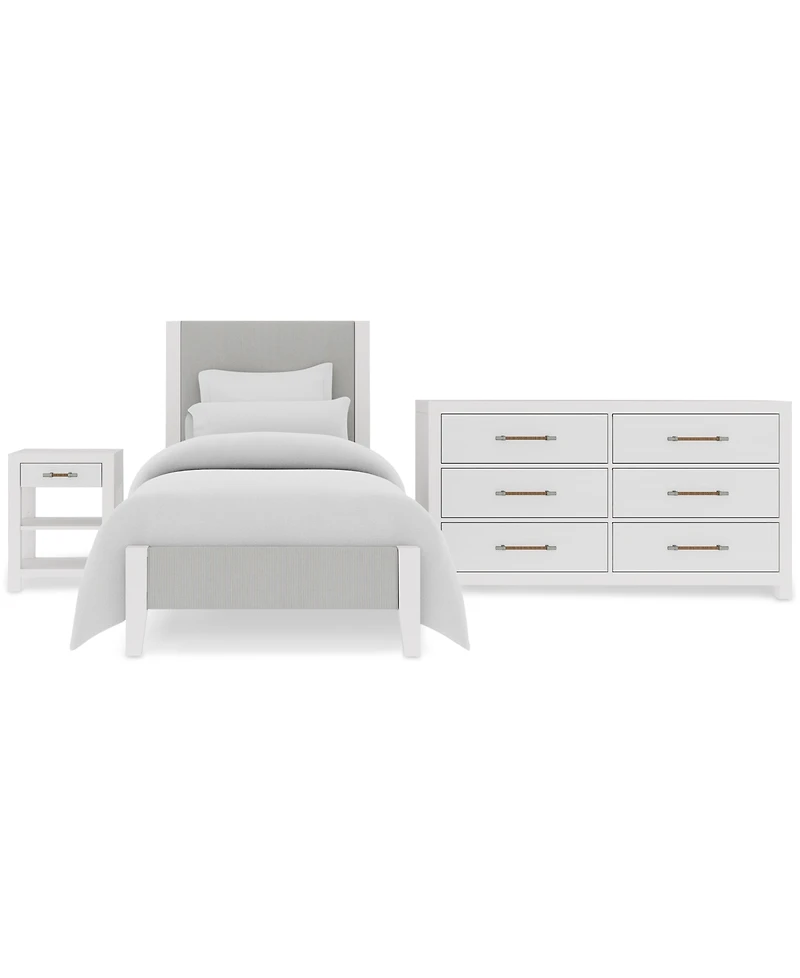 Catriona 3pc Bedroom Set (Twin Upholstered Bed, Dresser & Open Nightstand), Created for Macy's