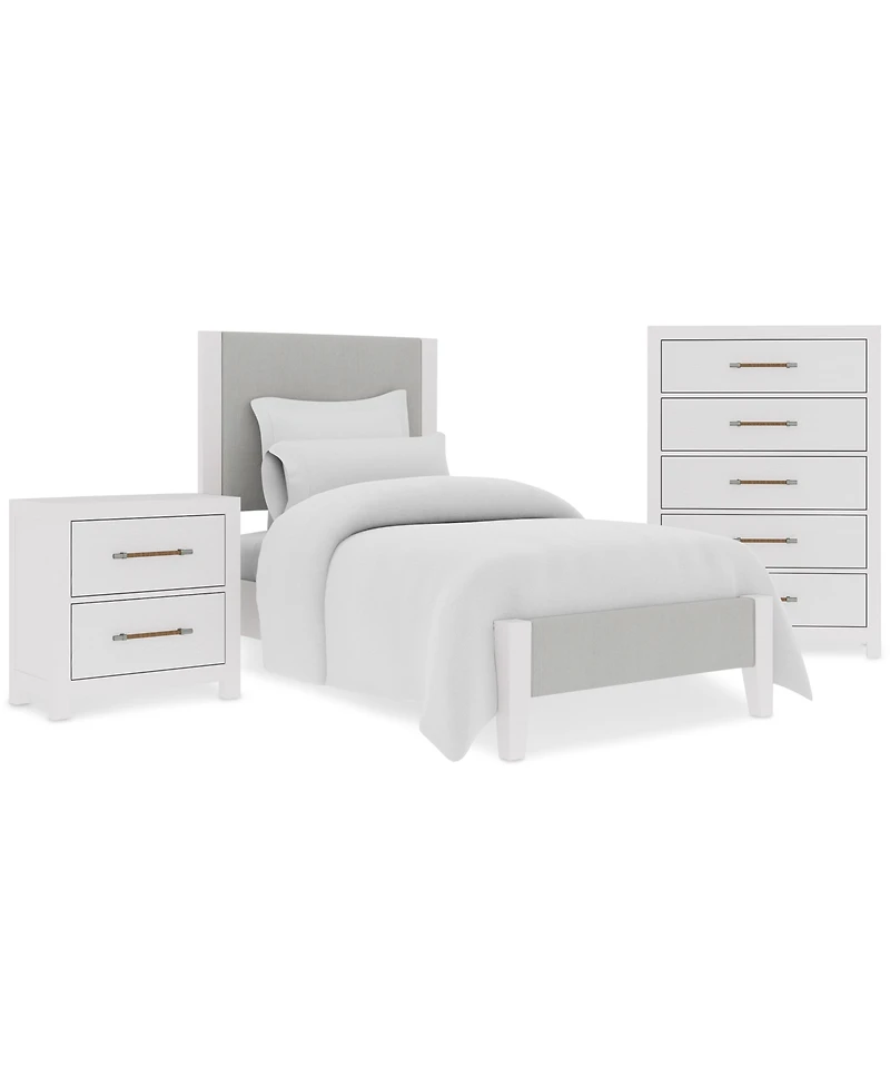 Catriona 3pc Bedroom Set (Twin Upholstered Bed, Chest & 2-Drawer Nightstand), Created for Macy's