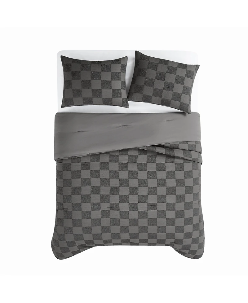 Truly Soft Textured Checkered 3-Pc. Comforter Set, Full/Queen