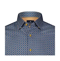 Luchiano Visconti Men's Multi Blue and Diamond Print shirt