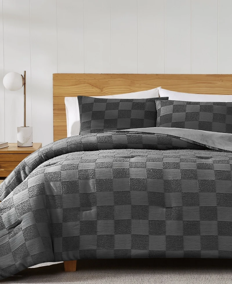 Truly Soft Textured Checkered 3-Pc. Duvet Cover Set, Full/Queen