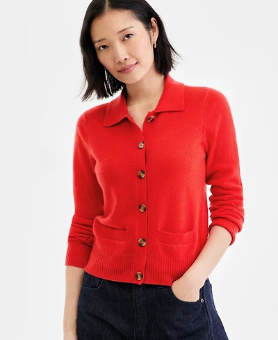 Charter Club Women's 100% Cashmere Collared Shrunken Cardigan, Macy's Exclusive