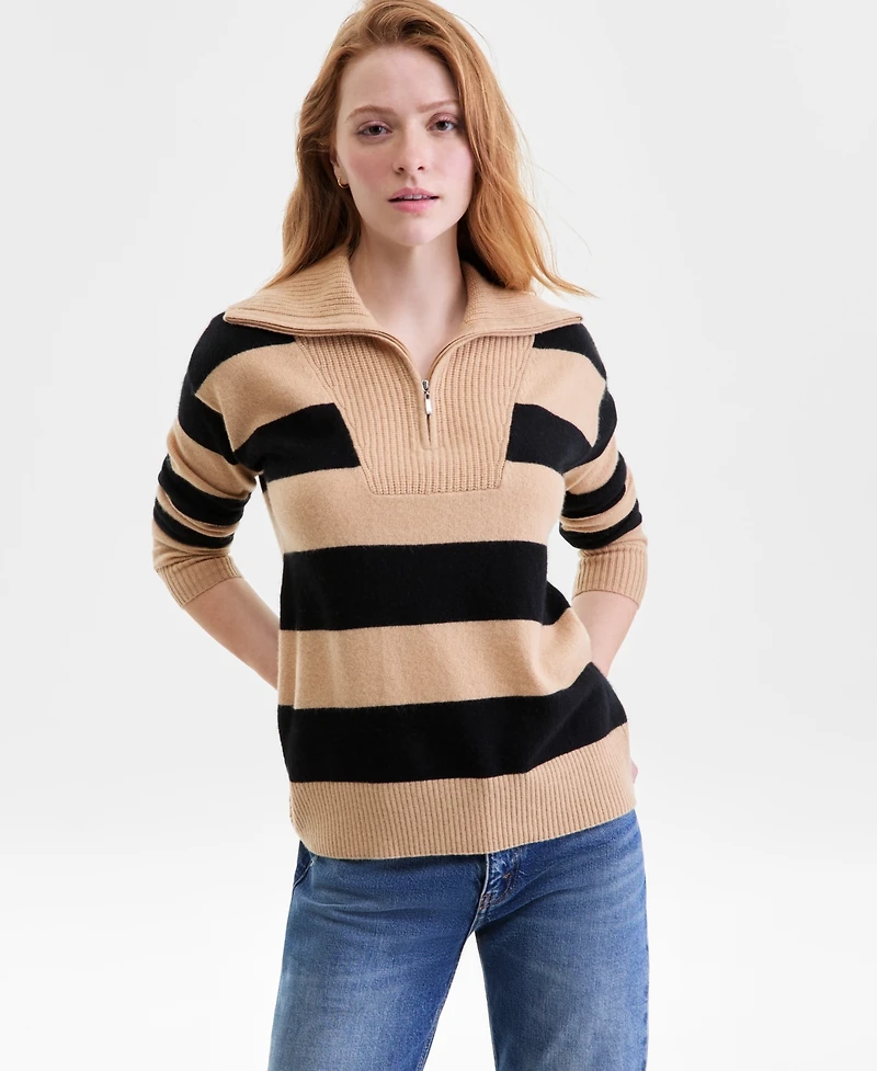 Charter Club Women's 100% Cashmere Rugby Stripe Sweater, Macy's Exclusive