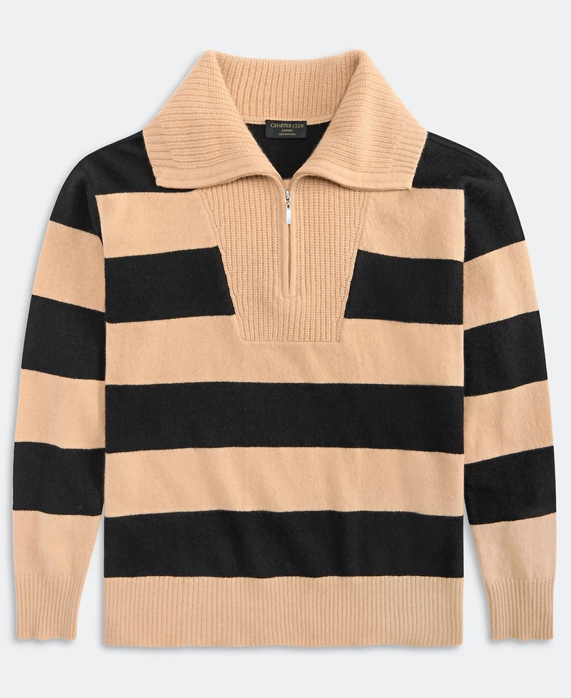 Charter Club Women's 100% Cashmere Rugby Stripe Sweater, Macy's Exclusive