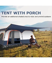 8-10 Person Camping Tent with Double Rooms and 2 Doors