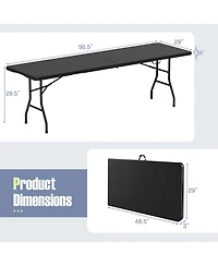 8 ft Portable Folding Table 350 Lbs Fold-in-Half Table with Hdpe Tabletop
