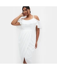 City Chic Plus Flirtation Drape Midi Dress