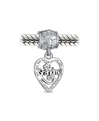 Bling Jewelry Antique Bff Heart Grandma Dangle Charm Bead for Sterling Silver Bracelet