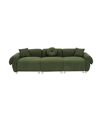 Streamdale Green Teddy Velvet Sofa with 3 Pillows