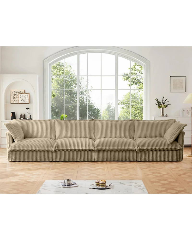 Streamdale Camel Corduroy Slipcovered 4-Seater Sofa