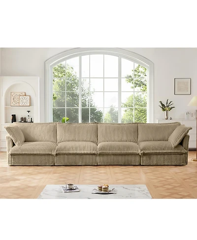 Streamdale Camel Corduroy Slipcovered 4-Seater Sofa