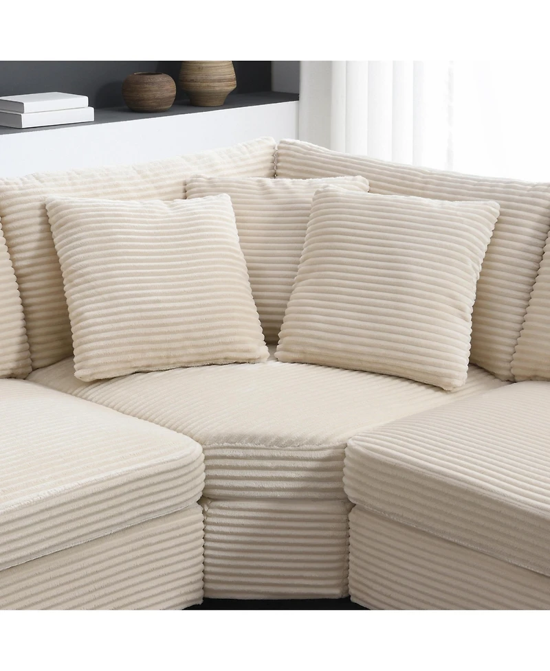 Streamdale 106" L-Shaped Corduroy Sectional Sofa with Storage and Conveniences